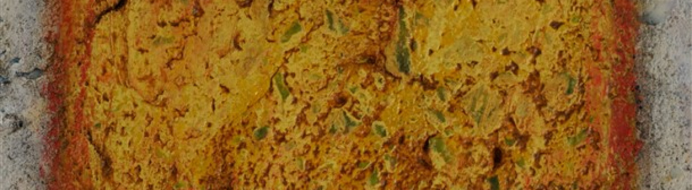 Beaten Yellow 15.5 x 15.5 cm, Acrylic & oil on cement slate - NFS